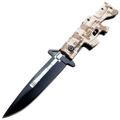 8.25" Brown Camo Gun Style Folding Knife – KS2015MA
