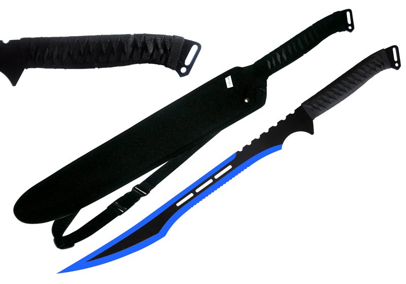 27.25″ Tactical Machete 19.5″ Blue/Black Serrated Blade - SF2120BL