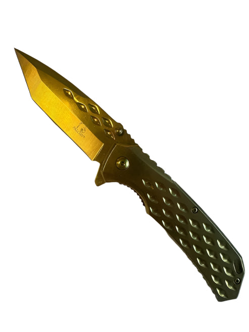 Falcon 7" Gold Spring Assisted Pocket Knife - KS2374GD