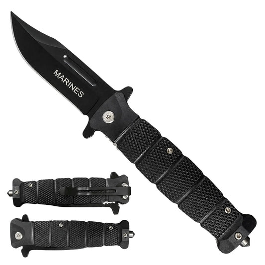 8.25" Spring Assisted Pocket Black Blade Knife w/ Black Handle - KS2623DBK