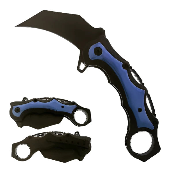 7" Blue Spring Assisted Karambit Blue ABS handle - KS2627BL