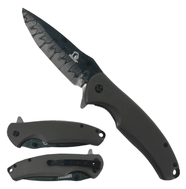 Falcon 8" Spring Assisted Black Pocket Knife - KS3045GY