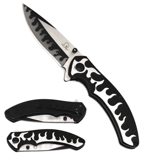 Falcon 8" Black Stainless Blade Spring Assisted Knife - KS3082BK