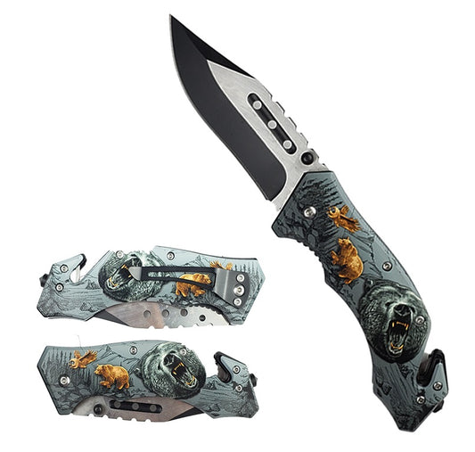 7.75" Spring Assisted Pocket Knife Bear - KS31309BR