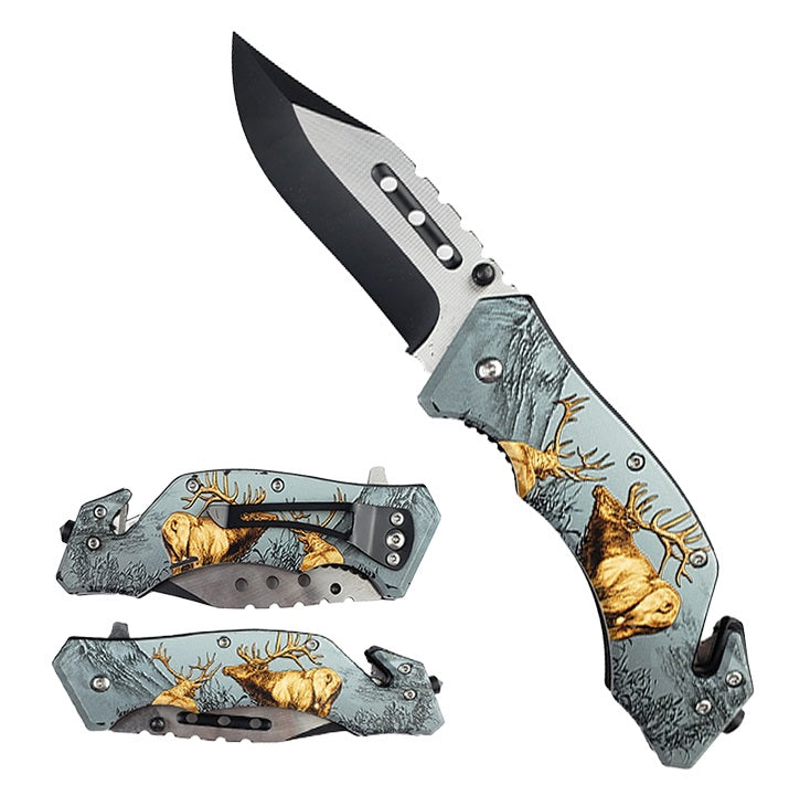 7.75" Spring Assisted Pocket Knife Deer - KS31309DR