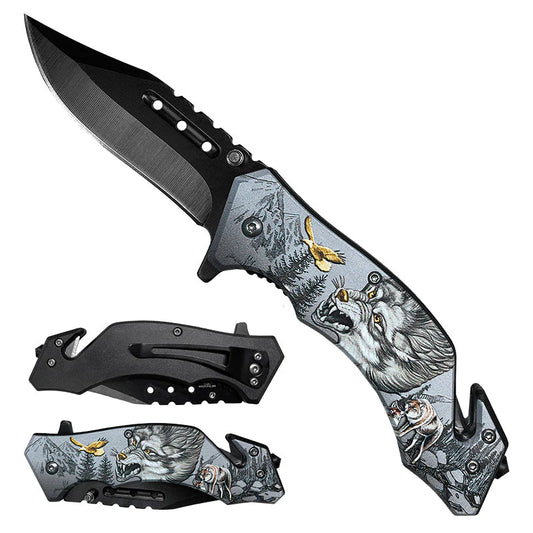 7.75" Spring Assisted Pocket Knife Wolf - KS31309WF