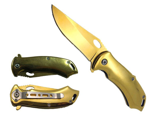 6.5" Gold Overall Spring Assisted Knife - KS3137GD