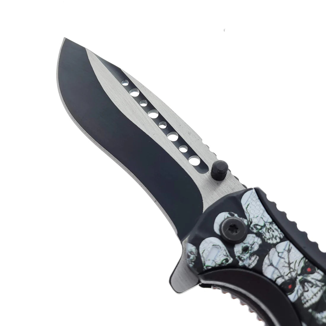 Falcon 8" Spring Assisted Knife Skulls Handle w/ paracord - KS32185BSK