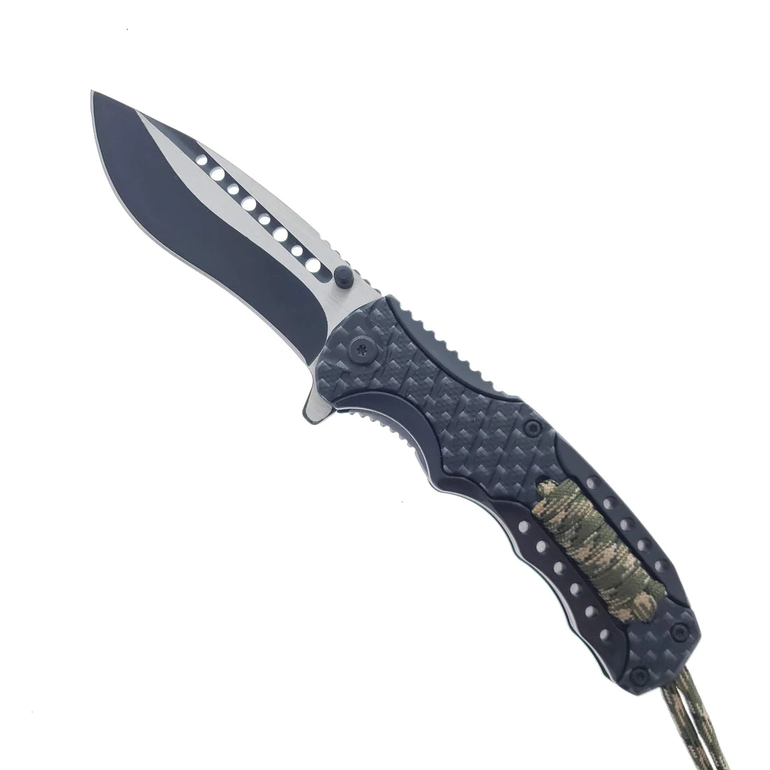 Falcon 8" Spring Assisted Knife Carbon Fiber Handle w/ paracord - KS32185CB