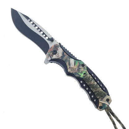 Falcon 8" Spring Assisted Knife Camo Handle w/ paracord - KS32185LV