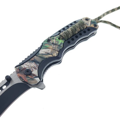 Falcon 8" Spring Assisted Knife Camo Handle w/ paracord - KS32185LV