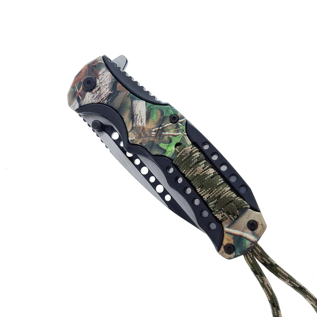 Falcon 8" Spring Assisted Knife Camo Handle w/ paracord - KS32185LV