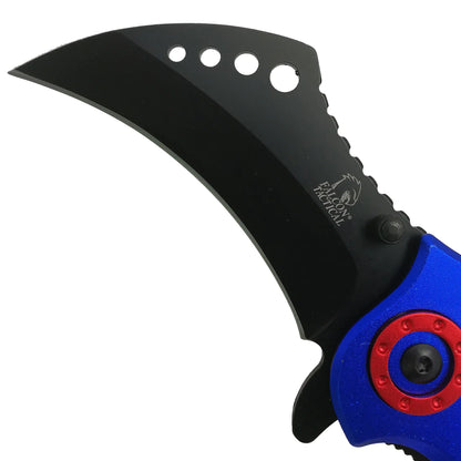 Falcon 7 1/2" Overall Blue and Red Blade Folding Knife - KS3293BL