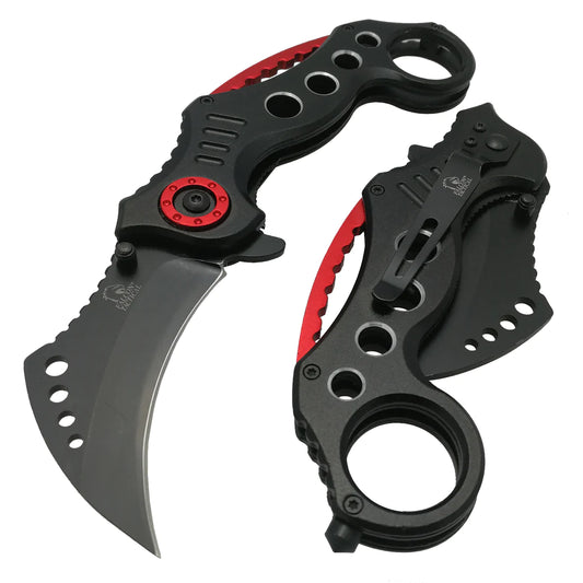 Falcon 7 1/2" Overall Black and Red Folding Knife - KS3293BR