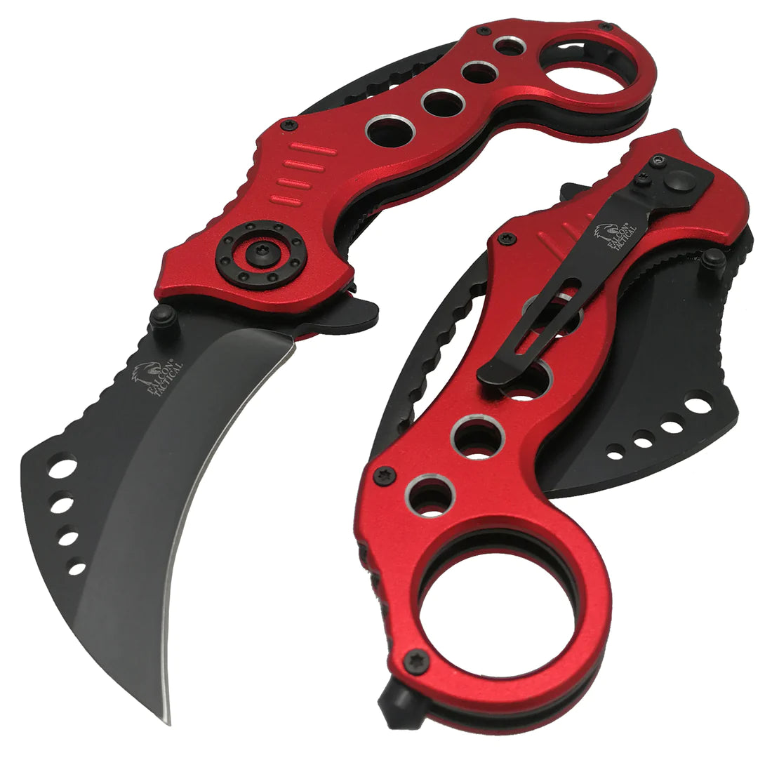 Falcon 7 1/2" Overall Red Handle Folding Knife - KS3293RD