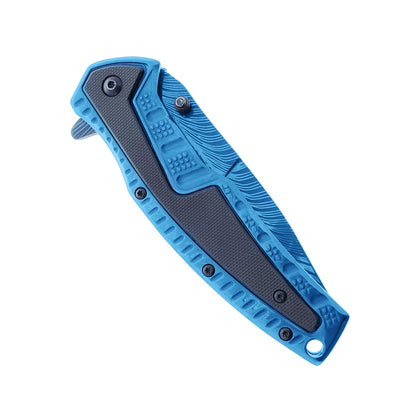 Falcon 8.5" Blue Spring Assisted Pocket Knife Engraved Blade - KS3303BL