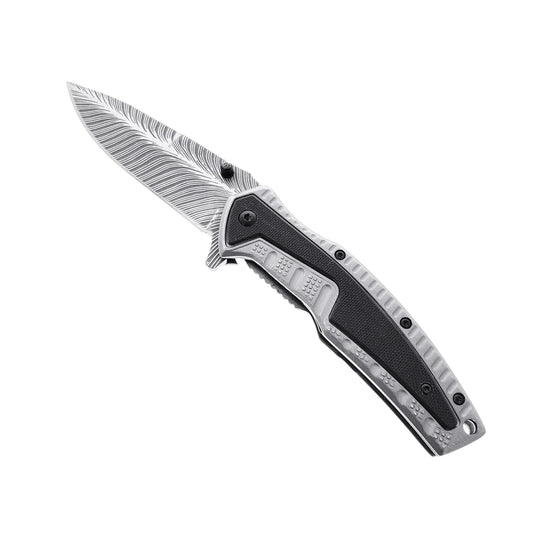 Falcon 8.5" Gray Spring Assisted Pocket Knife Engraved Blade - KS3303GY