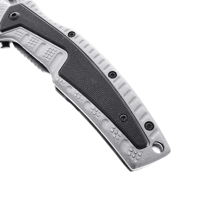 Falcon 8.5" Gray Spring Assisted Pocket Knife Engraved Blade - KS3303GY