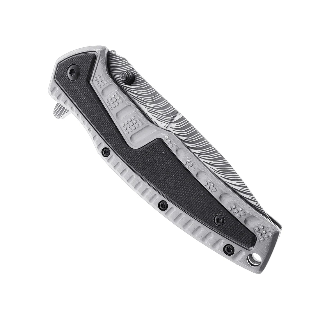 Falcon 8.5" Gray Spring Assisted Pocket Knife Engraved Blade - KS3303GY