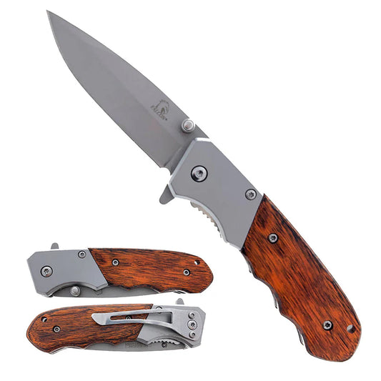 Falcon 6 7/8" Spring Assisted Pocket Knife Wood Handle - KS33298SW