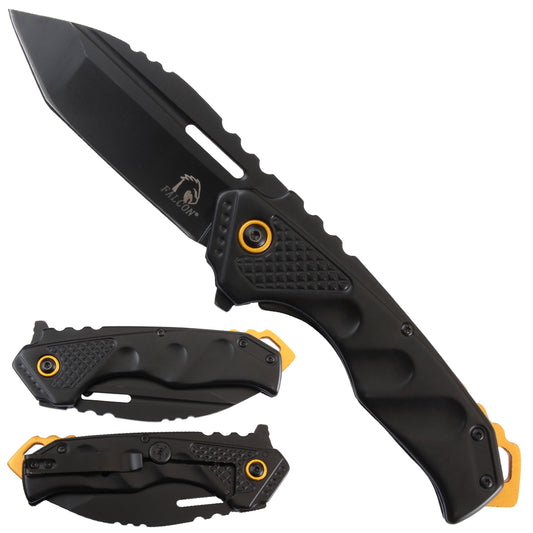 Falcon Spring 4.75" Assisted Knife Black Frame Lock Knife -KS3331BK