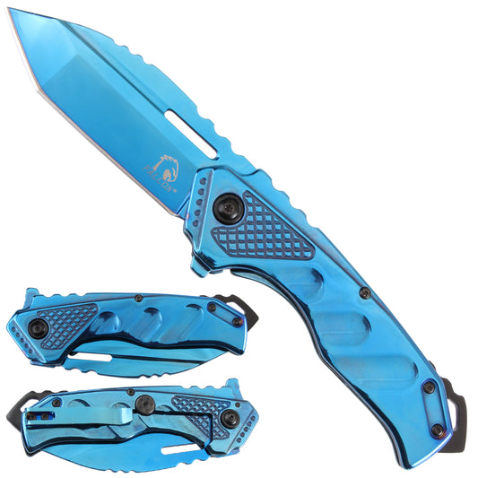 Falcon Spring 4.75" Assisted Knife Blue Frame Lock Knife -KS3331BL