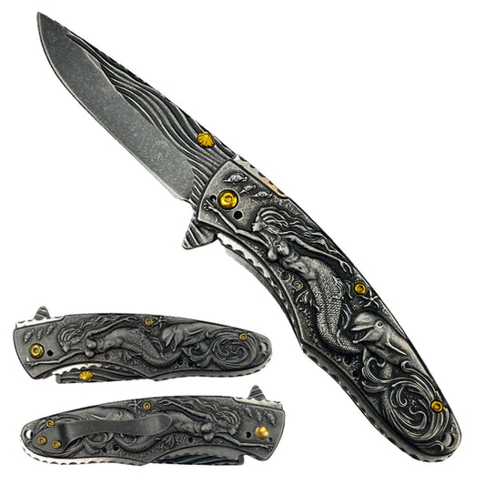 Falcon 8" Overall Knife W/ Black Mermaid Design - KS3606BK