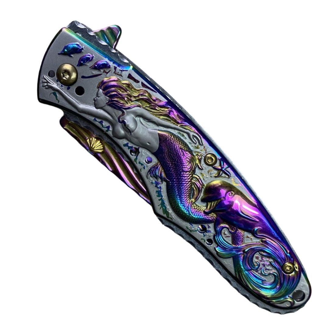 Falcon 8" Overall Knife W/ Rainbow Mermaid Design - KS3606RB