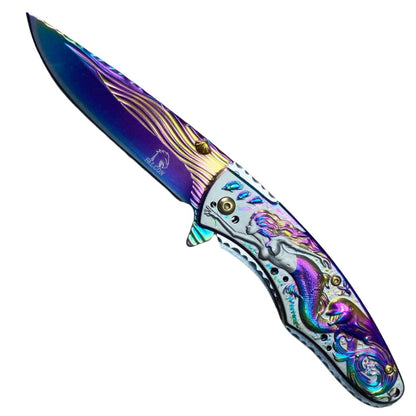 Falcon 8" Overall Knife W/ Rainbow Mermaid Design - KS3606RB