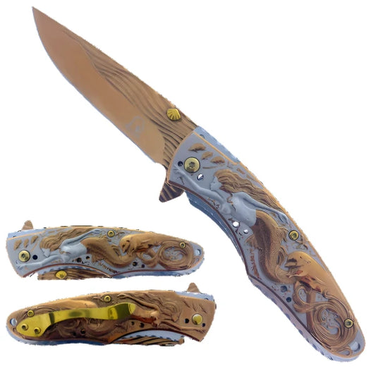 Falcon 8" Overall Knife W/ Rose Gold Mermaid Design - KS3606RG