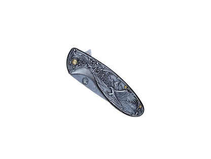 Falcon 8" Eagle Designed Handle Spring Assisted Knife Black - KS3607BK