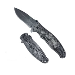 Falcon 8 1/4” Spring Assisted Knife w Black 3D Mermaid - KS3609GY