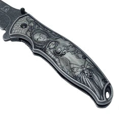 Falcon 8 1/4” Spring Assisted Knife w Black 3D Mermaid - KS3609GY