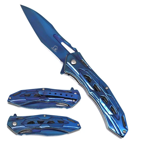 8" Overall Semi-Automatic Blue Spring Assisted Knife - KS3626BL