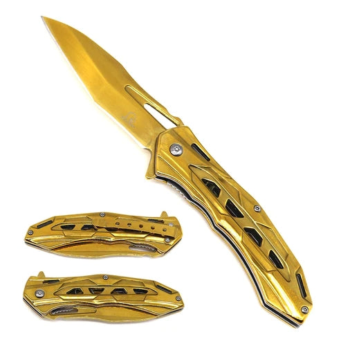 8" Overall Semi-Automatic Gold Spring Assisted Knife - KS3626GD