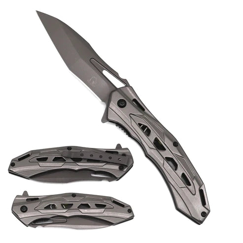 8" Overall Semi-Automatic Gray Spring Assisted Knife - KS3626GY