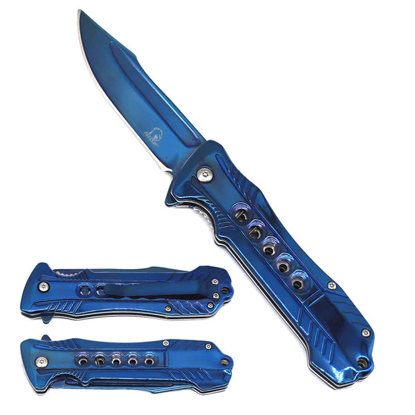 Falcon 7.75" Overall Semi-Automatic Blue spring Assisted Knife - KS3629BL