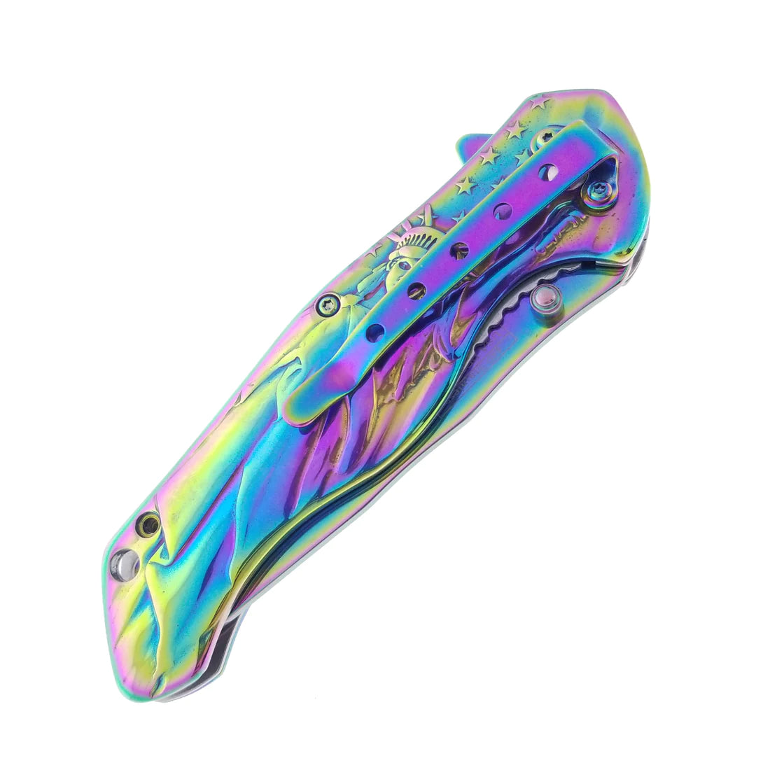 3" Titanium Blade & 4.75" Handle Statue of Liberty - Rainbow - KS36445RB