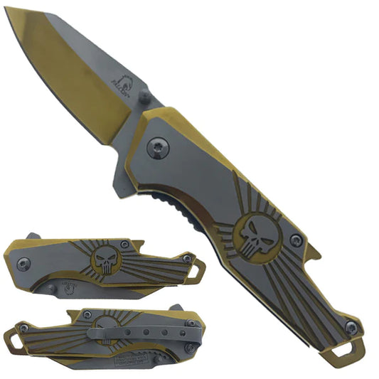 Falcon 7.5" Gold Spring Assisted Pocket Knife - KS3763GD