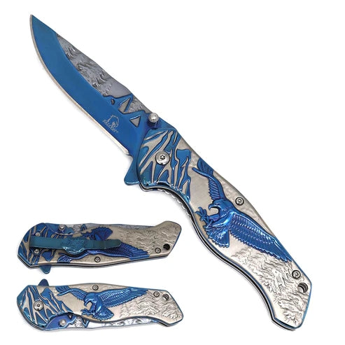 Falcon 8 1/4" Overall Knife w Blue Eagle Design - KS3778BL