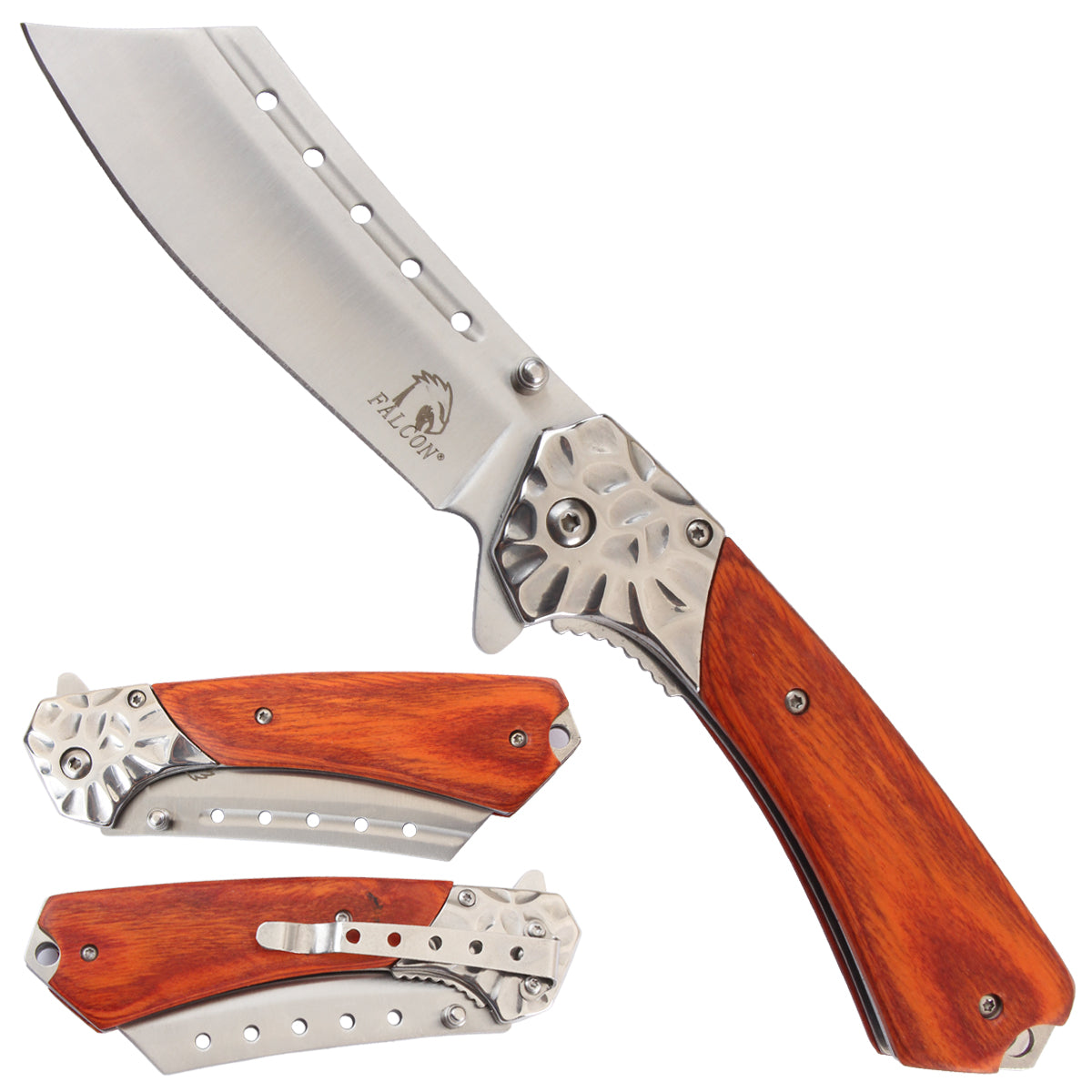 Falcon Spring Assisted Pocket Knife Silver Coated Stainless Steel Blade -KS3803SLCW