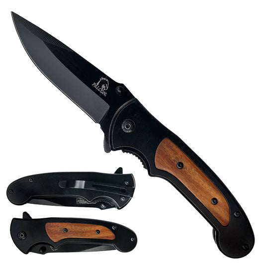 Falcon 7.75 Spring Assisted Knife with Wooden Handle - KS3818BK