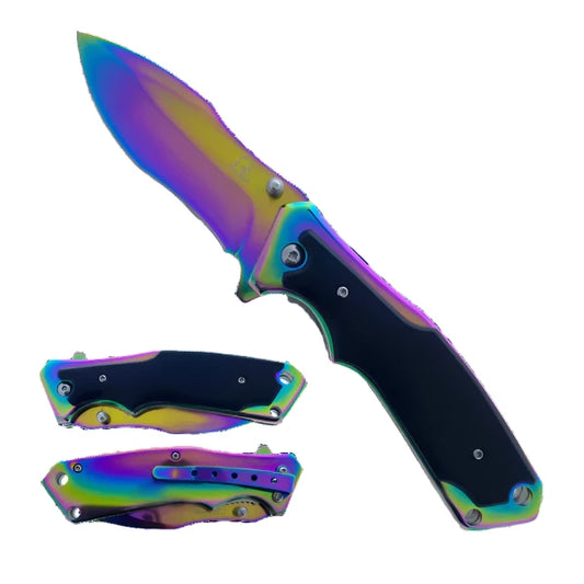 Falcon 8" Rainbow Semi Automatic Spring Assisted Knife - KS3963RBK