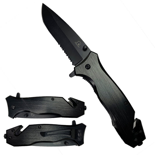 Falcon 7.5" Black Spring Assisted Pocket Knife - KS4259BK