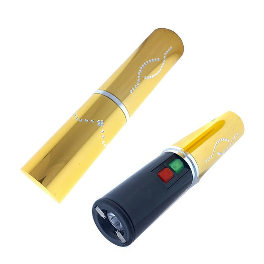 5" Gold Lip Stick Style Stun 5 Million Volt Stun Gun w/ Flash Light - OTH328GD