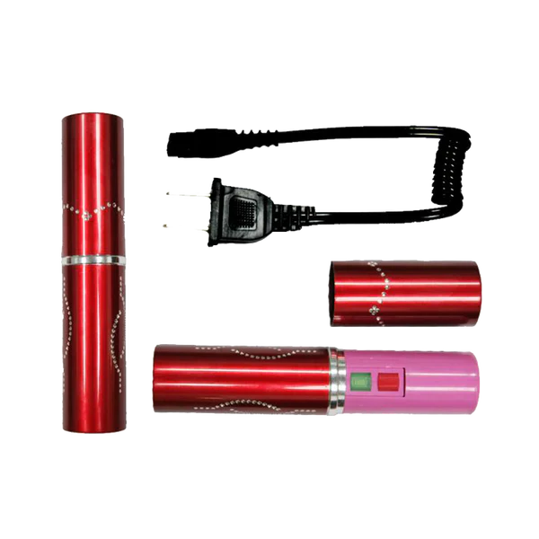 5" Red Lip Stick Style Stun 5 Million Volt Stun Gun w/ Flash Light - OTH328RD