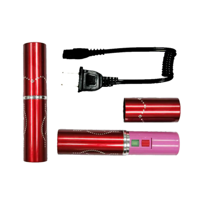 5" Red Lip Stick Style Stun 5 Million Volt Stun Gun w/ Flash Light - OTH328RD