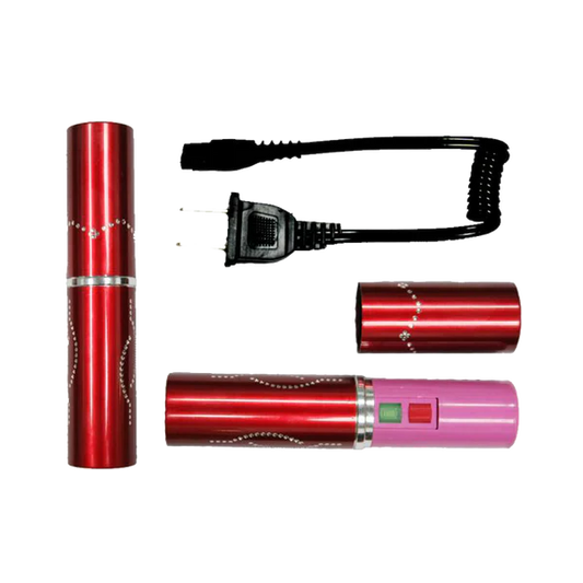 5" Red Lip Stick Style Stun 5 Million Volt Stun Gun w/ Flash Light - OTH328RD