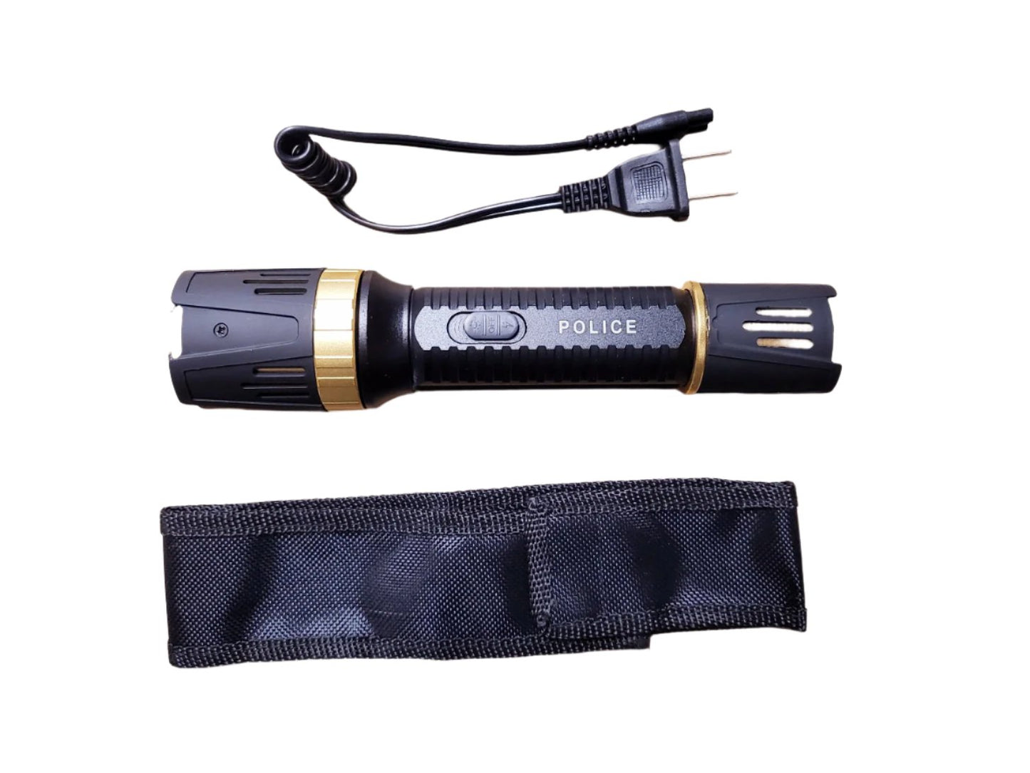 7 1/4" Black/Gold Flash Light Style Stun Gun- OTH6800