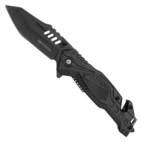 Wartech 8.5" Black Tactical Spring Assisted Pocket Knife - PWT130BK
